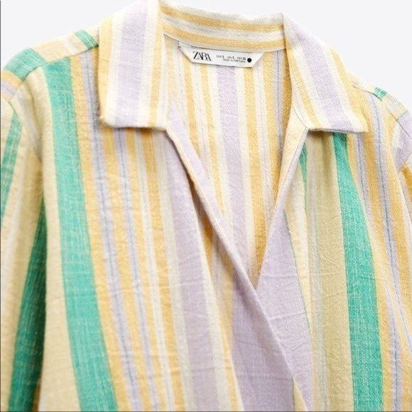 Zara new Cotton Multicolor Stripe Valery Long Sleeve Mini Dress size small - Picture 7 of 13